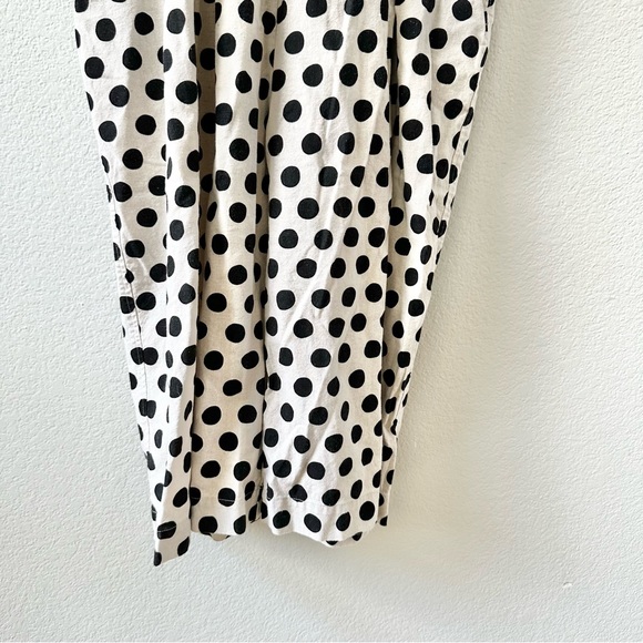 Ichi Polka Dot Crop Wide Leg Linen Tie Back Jumpsuit Size S/M White Black Japan - Picture 3 of 11